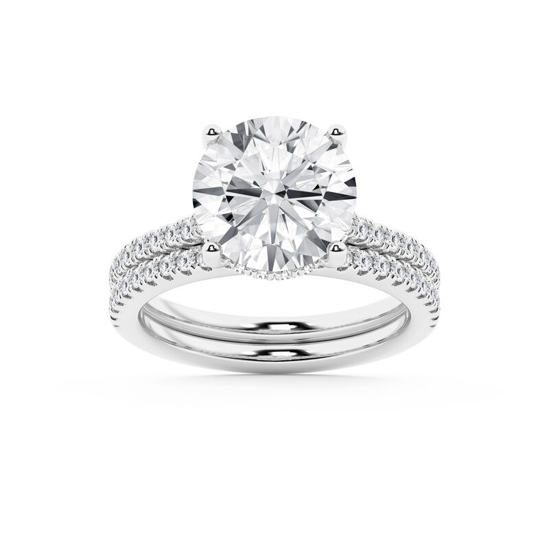 Round Lab Grown Diamond 5 5/8ctw. Classic Engagement Ring Set in 14k White Gold image number null
